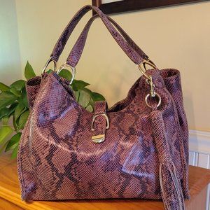 G.I.L.I Brown Snakeskin Leather Hobo Bag